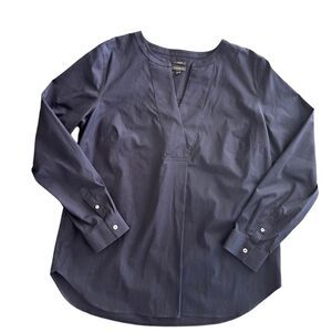 Talbots dress navy blue blouse size L